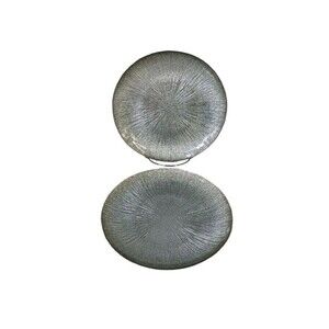 Akcam Turkish Glass Silver Salad Dessert Plates Platinum Starburst Sparkle Glam